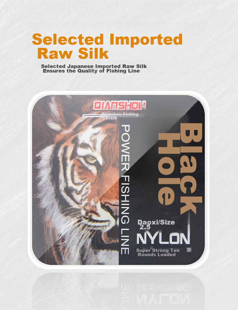 Qianshou New Black Pit Fishing Line, Nylon Line, Leader Line, Main Line, Imported from Japan, Original Silk, Ultra-High Tensile Strength, Non-Curling 1