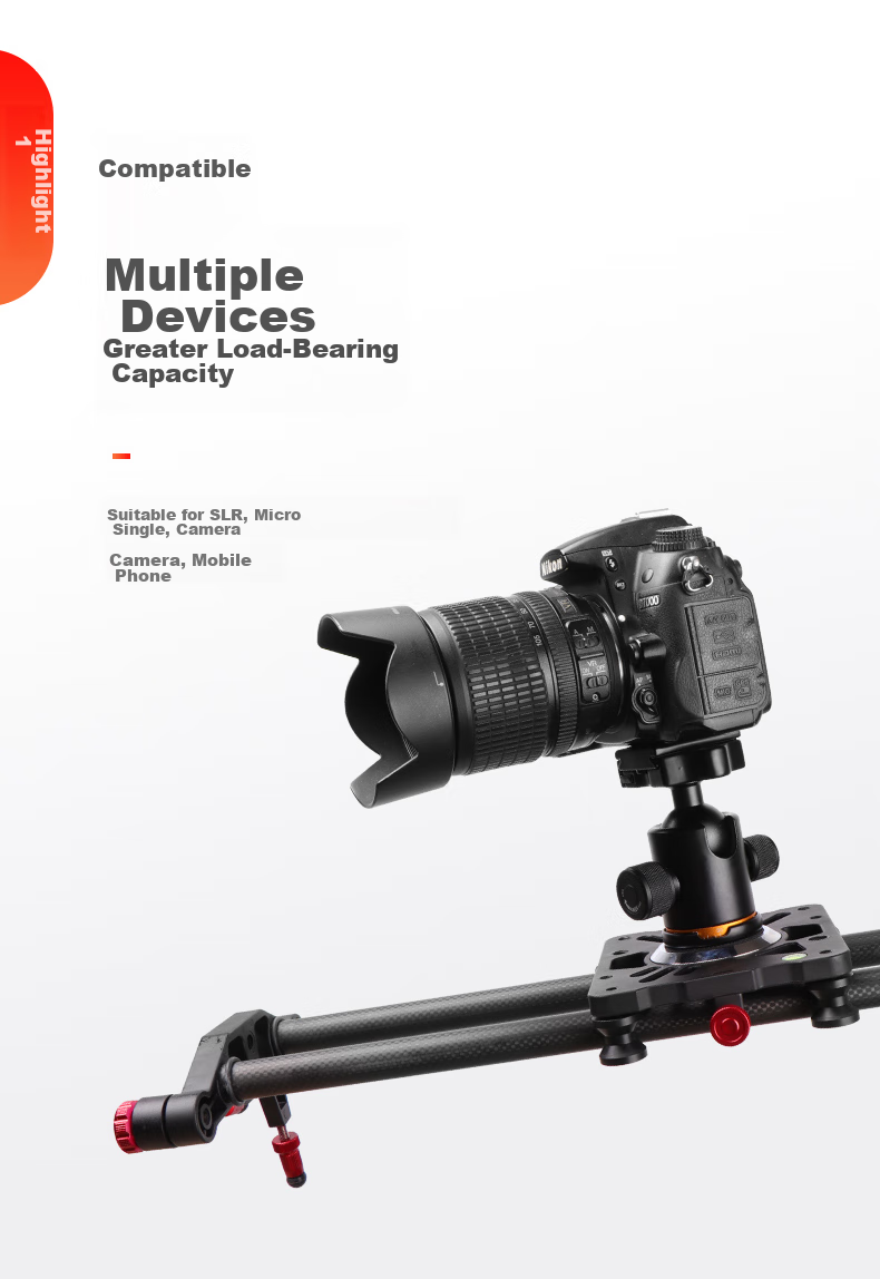 Hakutatz 100cm Carbon Fiber DSLR Camera Photography Slider, Camera Track for 5D3, Video Shooting, Six-Axis Damping Follow Focus, Ball Head Gimbal 13
