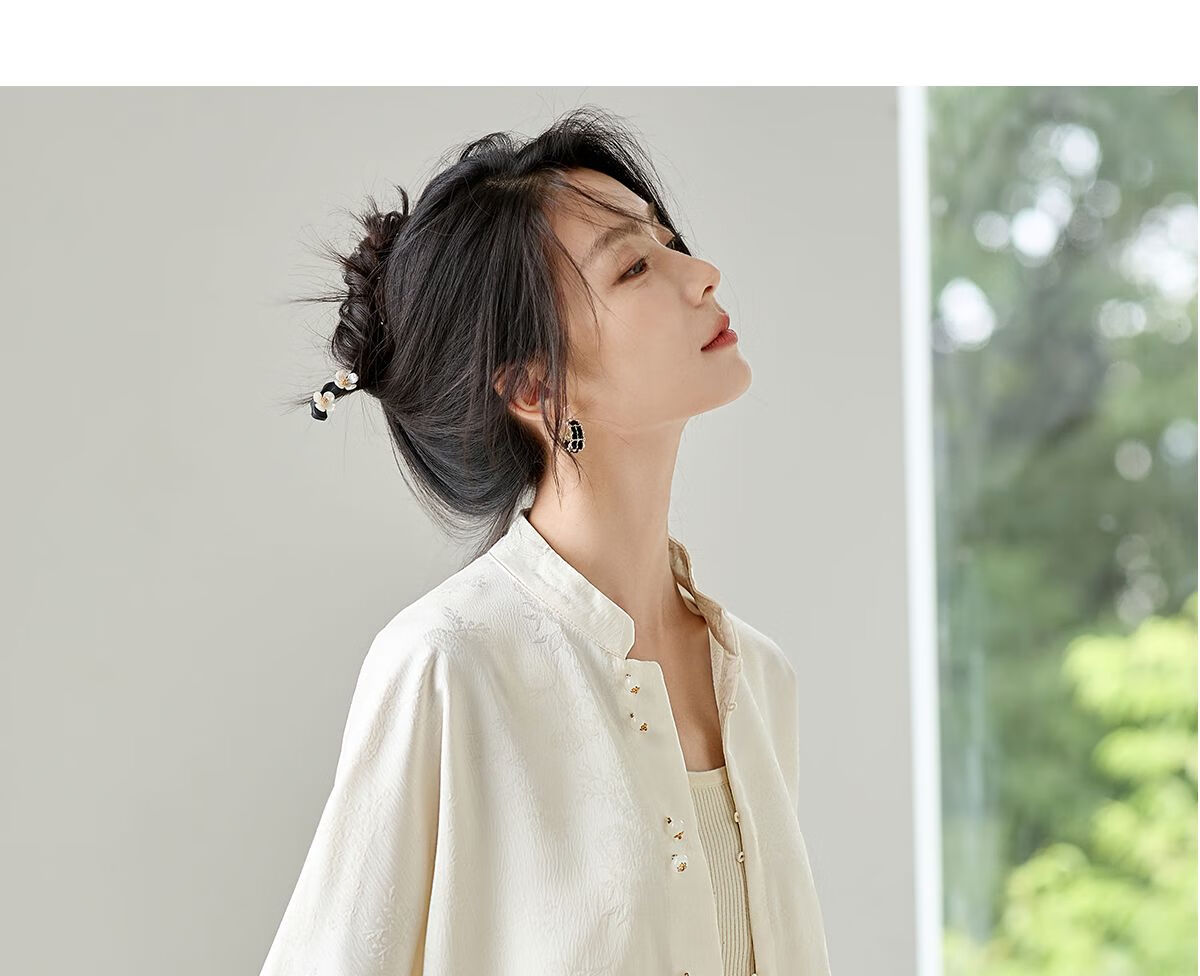 Chushen Spring And Autumn New Chinese-Style Long-Sleeve Shirt for Women, Suitable for New Year's Party Outfit, Oriental Minimalist Luxury Style Blouse Top S143C2003 15