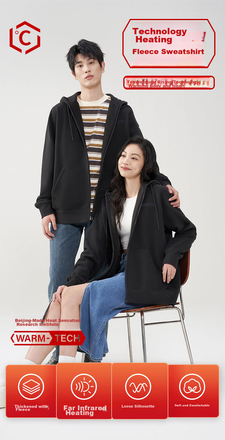 JD Original Fleece-Lined Cardigan Sweatshirt for Men, Spring And Autumn Style, Loose-Fitting Couple Versatile Jacket, Men's Long-Sleeve Deep Rock Gray S 3