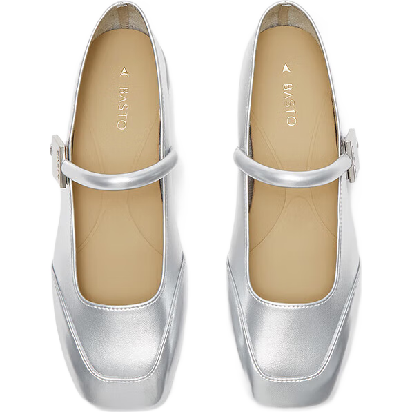 BASTO [Qiao Xin Same Style] Monet Garden 26 Autumn Beautiful Red Mary Jane Shoes, Women's Flats, Wedding Shoes