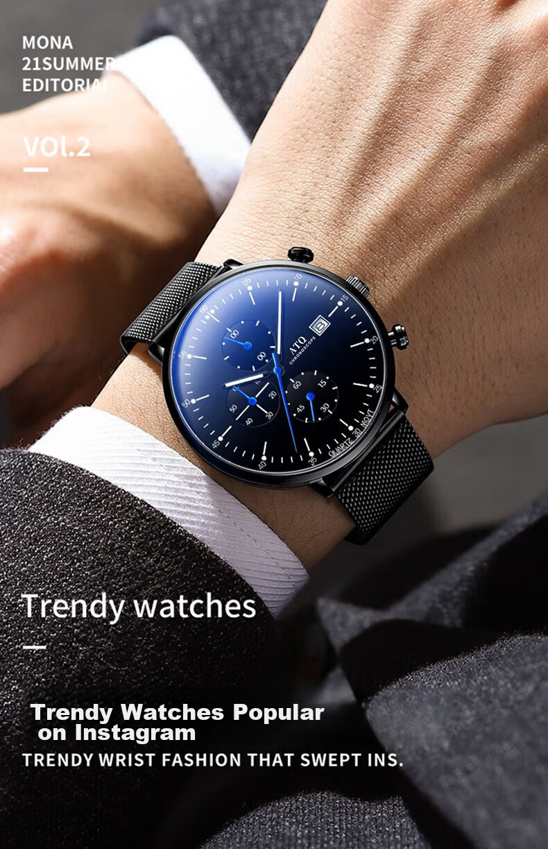 ATQ Swiss Ultra-Thin Watch for Men, Top Ten Brands, Luminous, Water-Resistant, Mechanical Style, New Year And Valentine's Day Gift for Boyfriend Or Husband 20