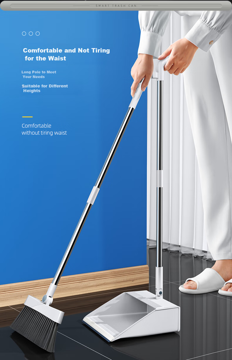 Wuyuehua Folding Broom And Dustpan Set, Upright Storage, Soft Bristle Broom, Household Sweeping Broom, Comb-Shaped, Large Size 5