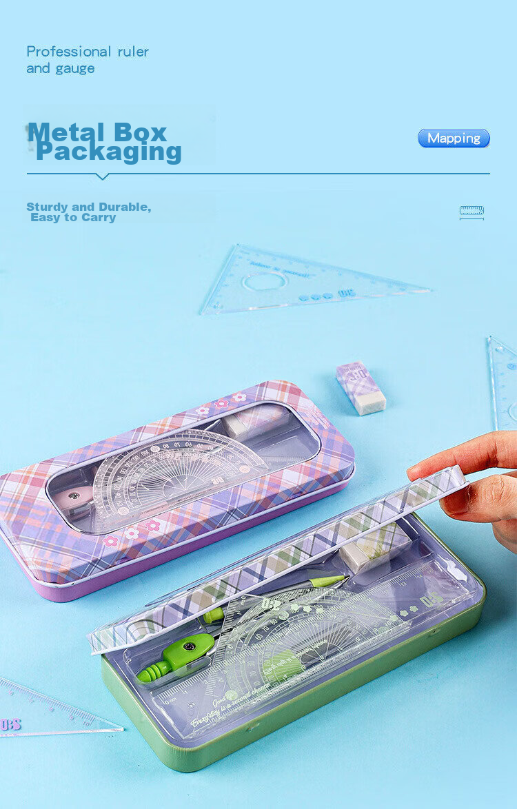 KALRENCAT Stationery Student Exam Drawing Ruler Set: 15cm Straight Ruler + 2 Triangular Rulers + Protractor, 4-Piece Set Recommended for Exams, National Day And Mid-Autumn Festival Gift Package 12
