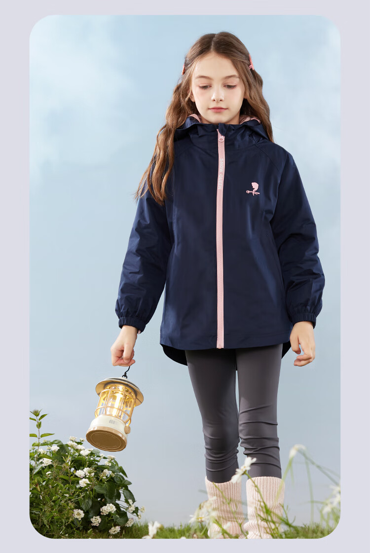 Disney Girls' Windbreaker Jacket, Autumn And Winter Children's Outdoor Windproof Coat, Detachable Three-In for Older Kids, 84050 Navy Blue, Size 130 7