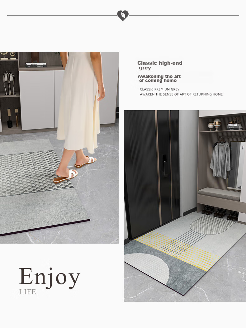 Huaxu Home Entrance Door Mat, Leather Doormat, Foyer Rug, Washable Foot Mat, Cuttable Entrance Mat 16