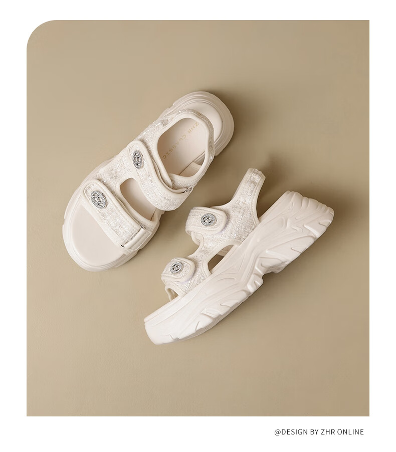 ZHR Women's Sports Sandals, 2026 New Style Women's Shoes, Platform Thick-Soled Outdoor Beach Shoes for Women, G663 Beige, Size 39 19