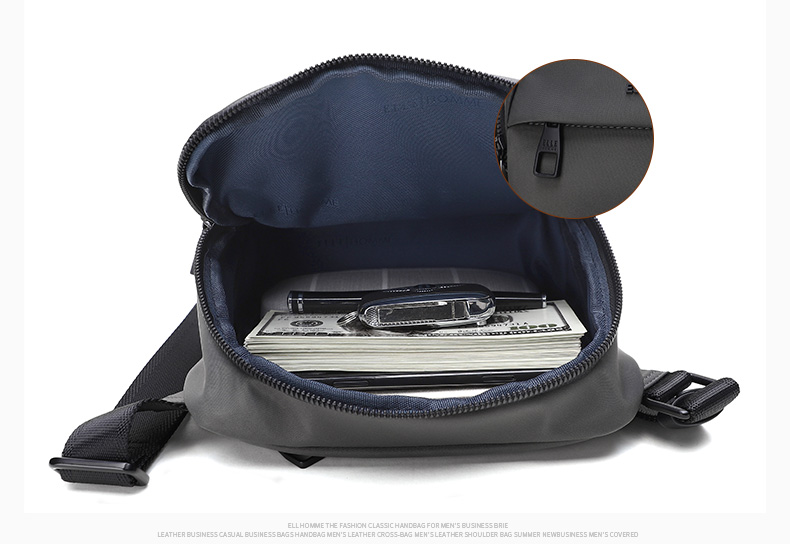 ELLE HOMME Men's Shoulder Bag, Trendy Lightweight Canvas Crossbody Bag, Water-Resistant Casual Phone Bag for Men, Travel Bag in Gray 8