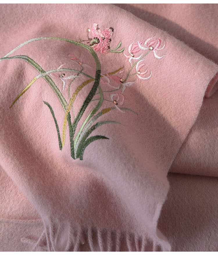 Hangsilu Pure Wool Scarf for Women, Embroidered Shawl, Elderly Neck Warmer, Mid-Autumn Festival Gift for Mom And Elders, High-End Birthday Present 22