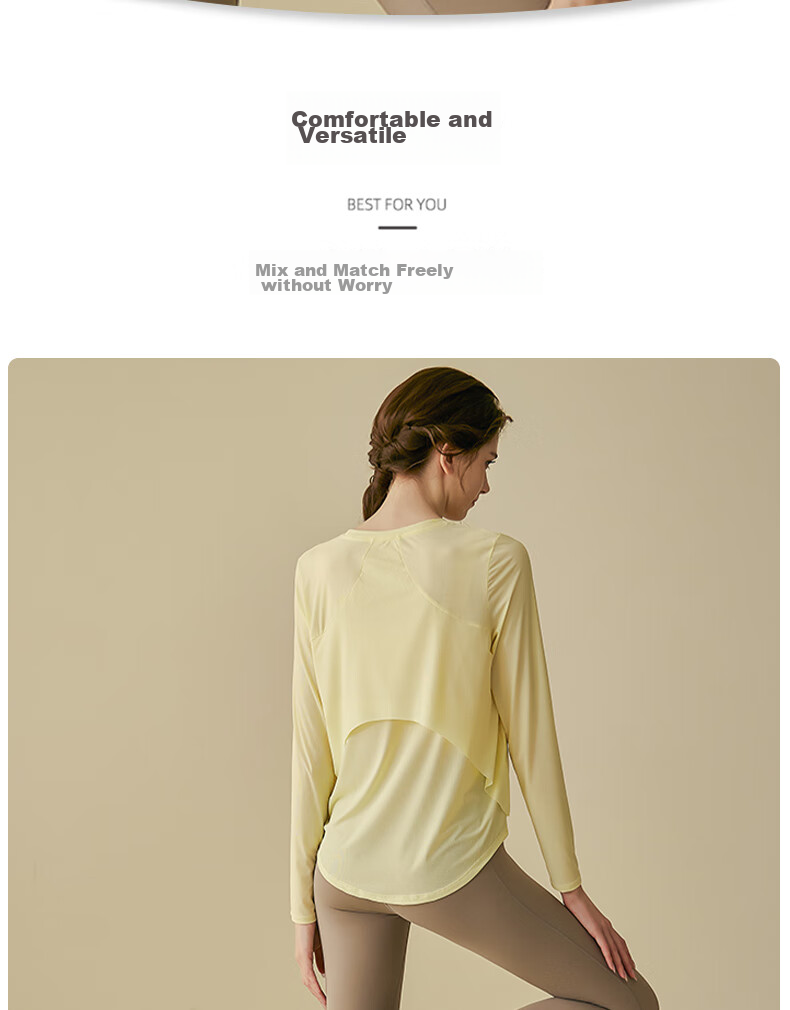 XUEXIMAN Yoga Wear for Women, Loose-Fitting Breathable Sports Top, Running Quick-Dry Training Long-Sleeve T-Shirt, Fitness Clothing, Autumn And Winter Outerwear 9