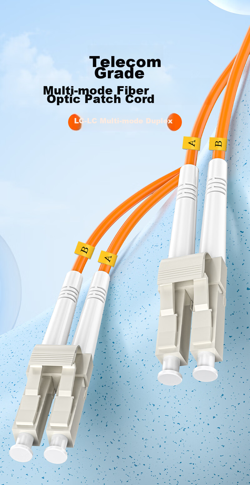 Sanze Fiber Optic Patch Cord LC-LC Gigabit Multimode Duplex 3.0mm UPC Engineering Grade Fiber Optic Pigtail Flame Retardant Low Smoke Halogen-Free Network Cable 5m G2-LCLC05 1