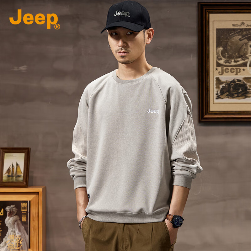 JEEP 2026 Spring And Autumn Loose Comfortable Men's Sweatshirt, Casual Sports Top, Round Neck Long-Sleeve Pullover Sweatshirt for Me