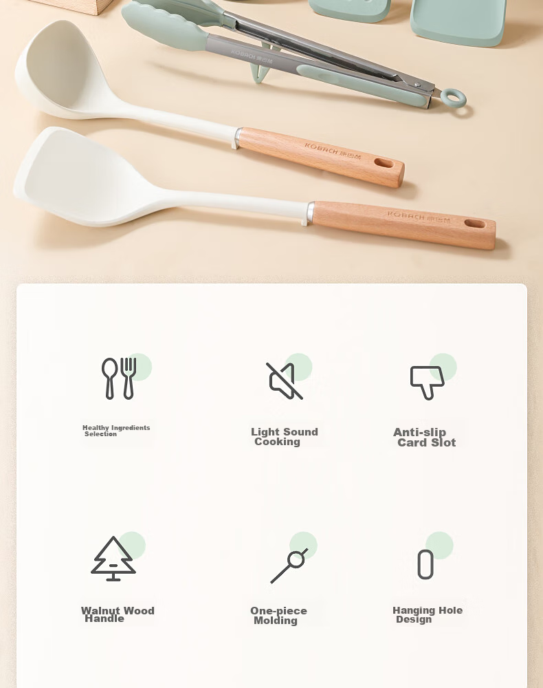 Kobach Silicone Spatula, Cooking Utensil for Non-Stick Pans, Heat-Resistant Spatula for Stir-Frying, Soup Ladle 2