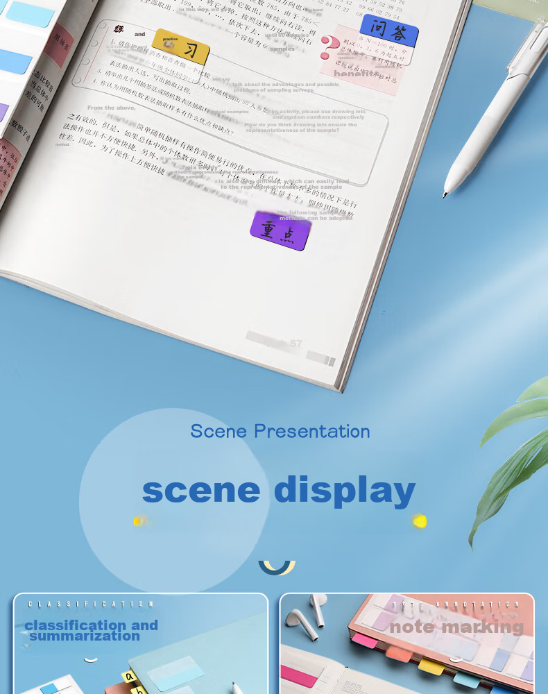 Licao Medium-Sized Label Stickers Index Tabs Bookmark Stickers, Writable Index Tabs with Strong Adhesive, Reusable Classification Page Markers, Student Note-Taking, Morandi, 120 Pieces in Total 16