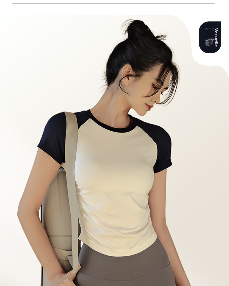 XUEXIMAN Yoga Wear for Women, Summer Sports Short-Sleeve T-Shirt, Pilates Top, Running And Cycling Quick-Dry Fitness Clothing 5