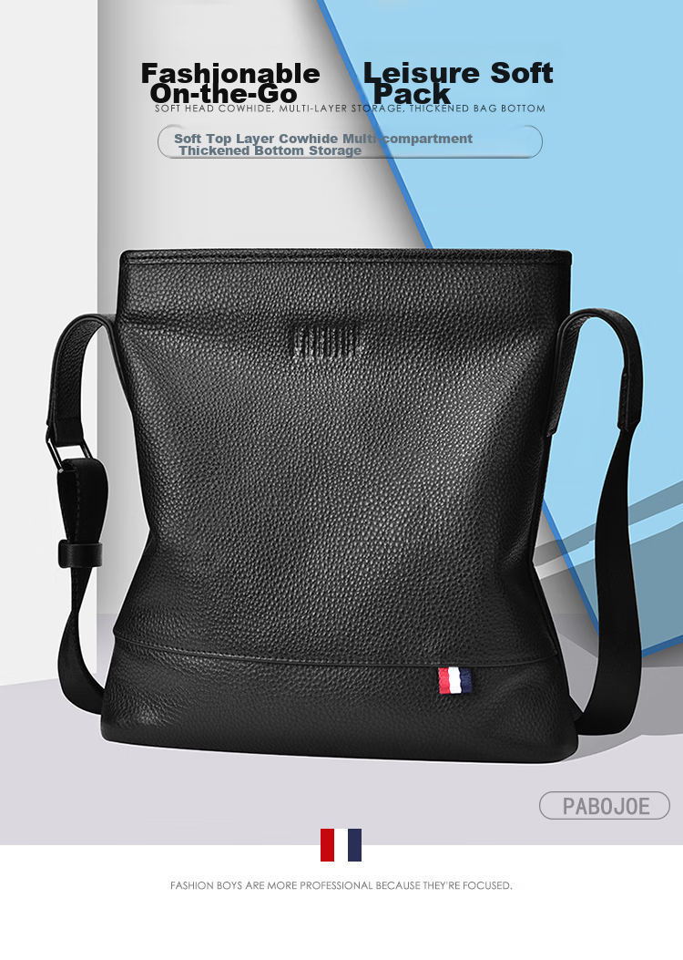 Pabojoe Men's Handbag, Shoulder Bag, Crossbody Bag, Top-Grain Leather, Soft And Fashionable Sports Bag for Men, Vertical Style, Birthday Gift for Husband 2