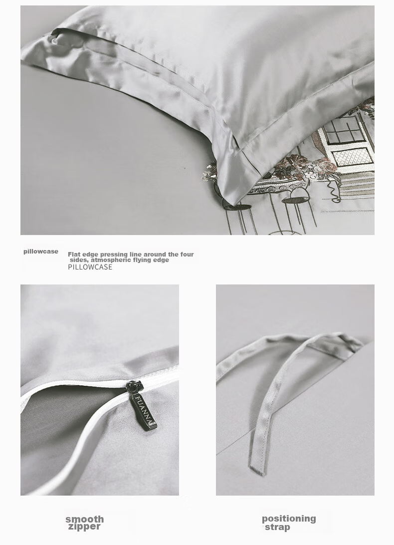 FUANNA High-End Bedding Set of Four Pieces, 140s Double-Thread Long-Staple Cotton Sateen Bed Sheet Set, King Size Duvet Cover, 230x229cm 11