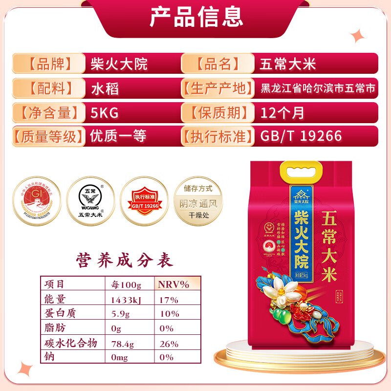 柴火大院 当季新米 五常大米 10斤（东北大米 香米 5kg）