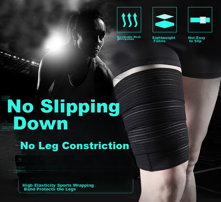 Chidong Knee Support Elastic Bandage, 2-Pack, Deep Squats Fitness Training Wrap Fixation Elastic Knee Support Calf Bandage, 1.58m 1