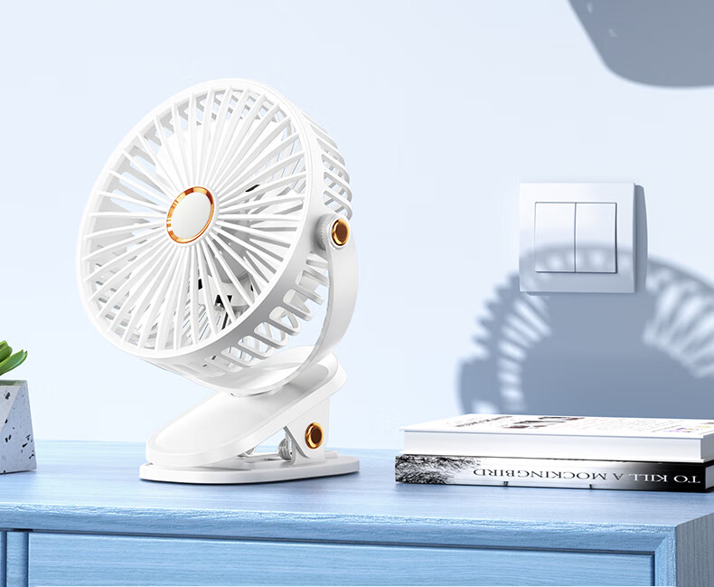 Kumeng Small Fan, Desktop Mini Cooling Air Conditioner, Quiet USB Rechargeable Clip Fan, Wall-Mounted for Dormitory Bed, Desktop Use in Bedroom And Office 9