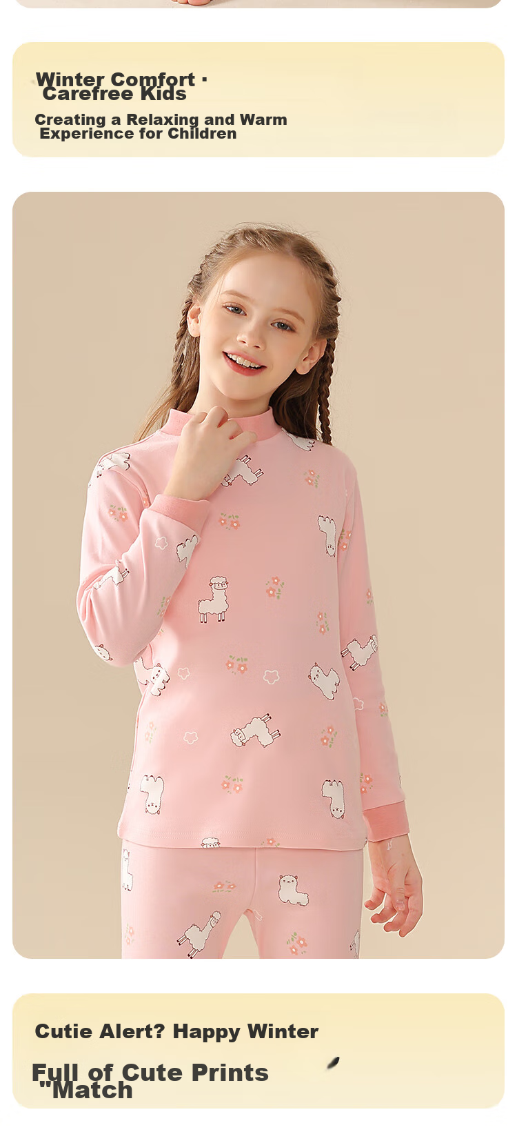 LangSha Children's Thermal Underwear, Girls' Autumn Undershirt, Pure Cotton, for Older Children And Toddlers, Baby Autumn And Winter Pajamas, Single Top, Size 140 5