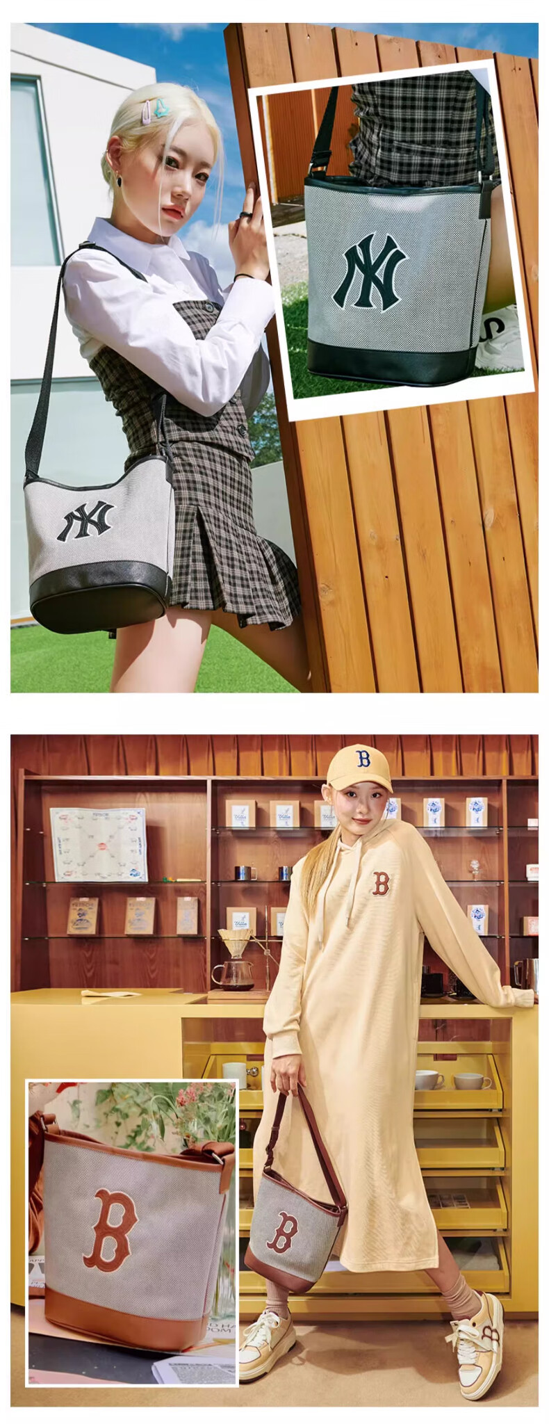 MLB Handbag, Women's Bucket Bag, Crossbody Bag, Shoulder Bag, Tote Bag, Travel Bag, Sports Bag, 3ABMS072N-50BKS 5