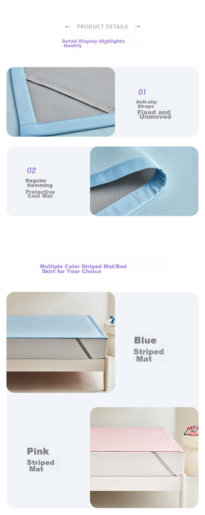 Luolaikids Cooling Mat Pillowcase Single Pack Baby Grade A Washable Antibacterial Mite-Resistant Ice Silk Pillow Cover 48*74cm 11