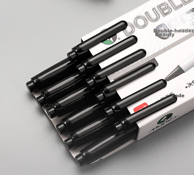 Marie's Double-Ended Fine Line Pen, 12-Pack, Black, Waterproof, Non-Fading, Oil-Based Chalky Marker, Signing Pen, Outlining Pen, Art-Specific, Elementary School Student Children's Water Pe 16