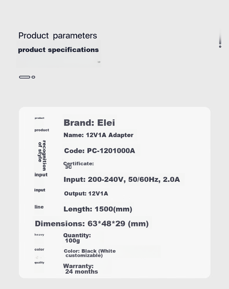 Elei Power Adapter, 12V2A Monitor Power Cord, DC Multifunctional Charger, Suitable for Monitors, Cameras, Mobile Hard Drive Enclosures, Adapts to Thin 3.5mm And 1.35mm Connectors 9