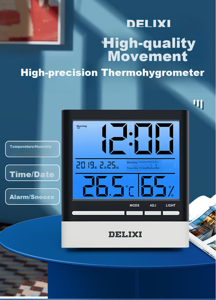 DELIXI ELECTRIC Thermometer, Indoor Home Use, High Precision, Backlit Electronic Digital Display, Temperature And Humidity Dual-Use, for Baby Room And Office 1