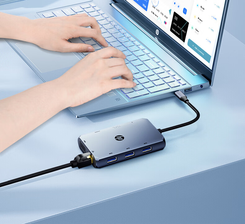 HP Type-C Expansion Dock, USB Extension, Network Port Adapter, USB to Network Port Converter, Mac Expansion Dock Type-C, Apple Computer Adapter 13