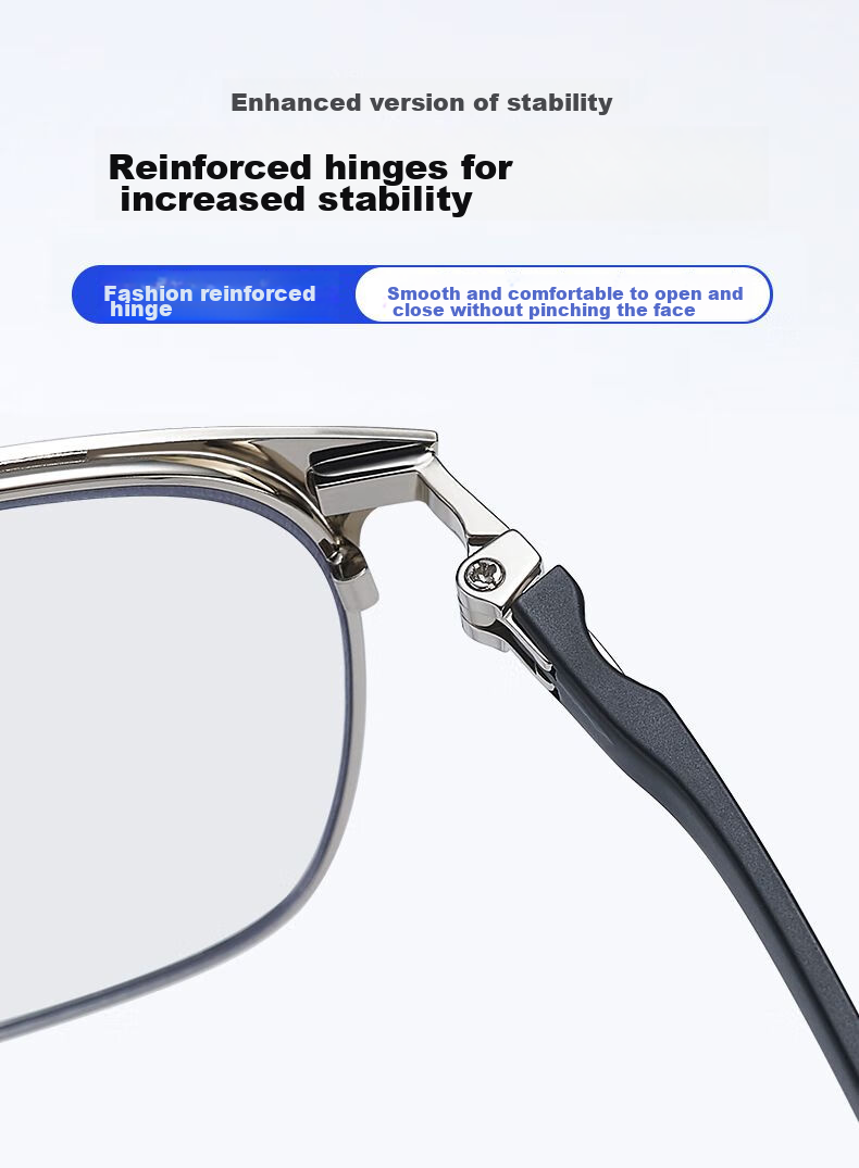 LESCA LUNETIER Imported Anti-Blue Light High-Definition Reading Glasses for Men, High-End Brand Ultra-Light Reading Eyeglasses, Black And Silver, 100 Degrees 9