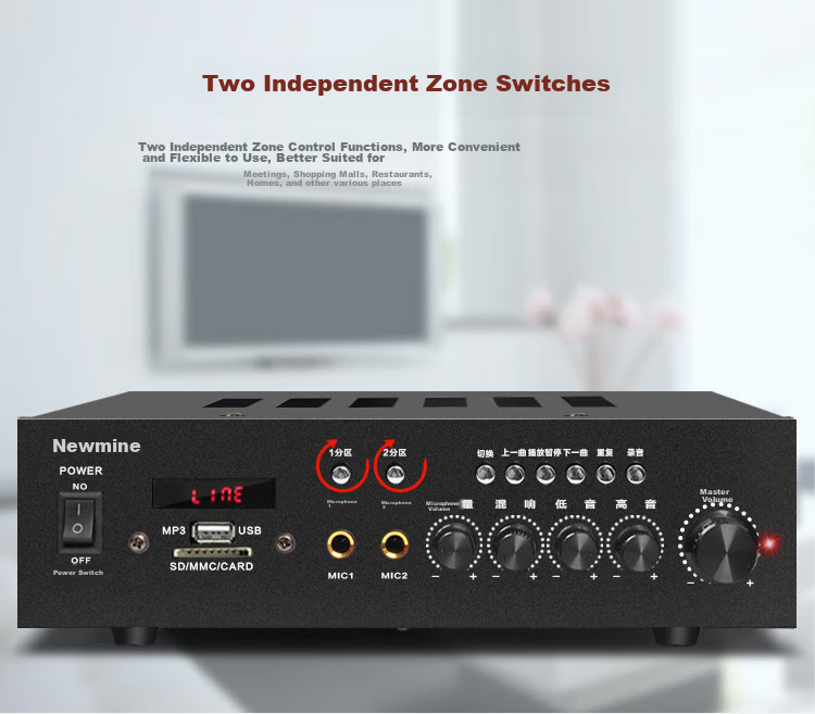 Newmine R16 Constant Voltage Ceiling Speaker Sound System Set, Suspended Ceiling Background Music Public Address Amplifier Speaker System (One-To) 3
