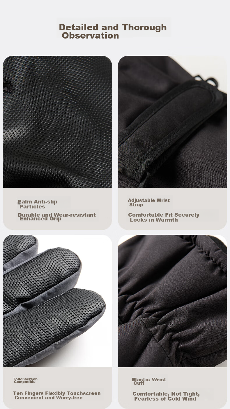 MISSION UV Ski Gloves for Men, Winter Thickened Fleece-Lined Windproof Cold-Resistant Water-Repellent Autumn And Winter Cycling Touchscreen Warm Gloves 5