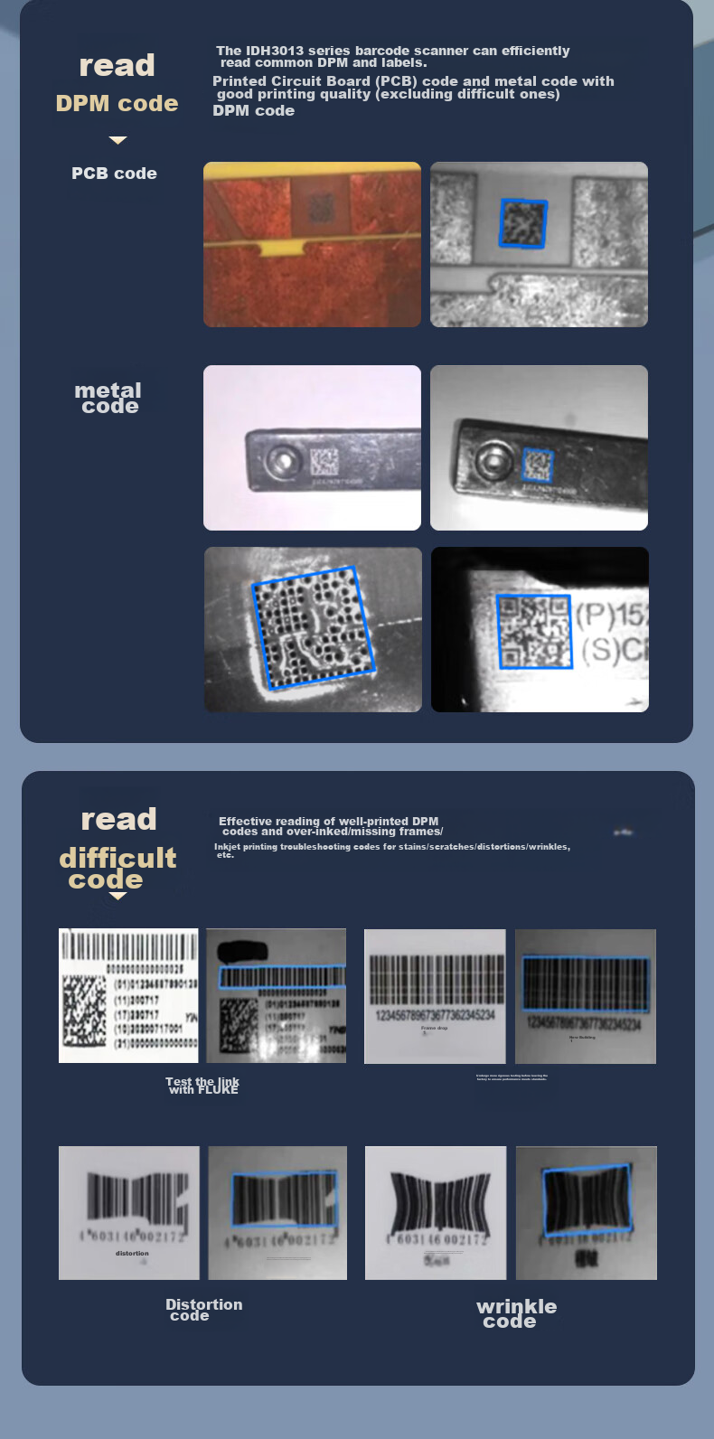 Haikangwei Industrial Barcode Scanner IDH3013 1D/2D QR Code Barcode DPM Code Warehouse Logistics Product Tracking 1.3 Million Scanning Speed U-Shaped Port Standard Distance 9