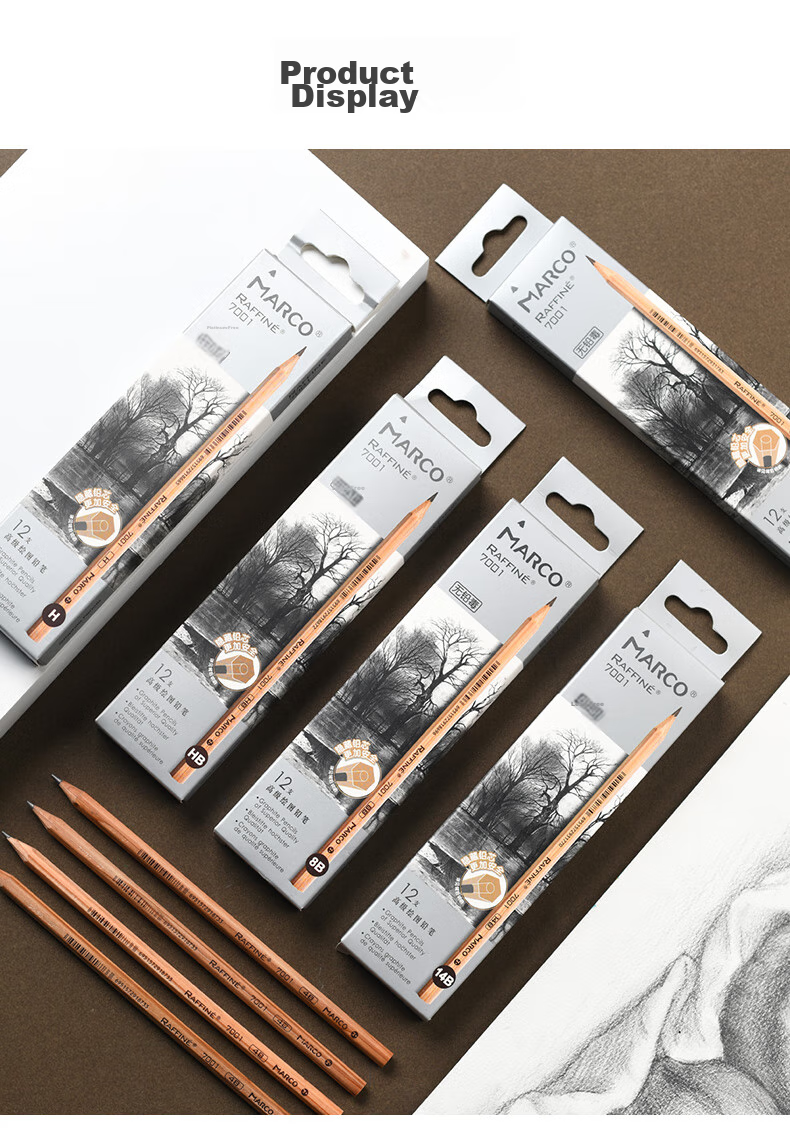 [Lowest Price Online] MARCO (MARCO) Pencils 12-Pack, Original Wood Professional Art HB Sketch Hexagonal Shaft Drawing Pencil with Paper Box, for Students Beginners Exams Drawing Specialized 7001-HB Sketching Markers for Painting 8