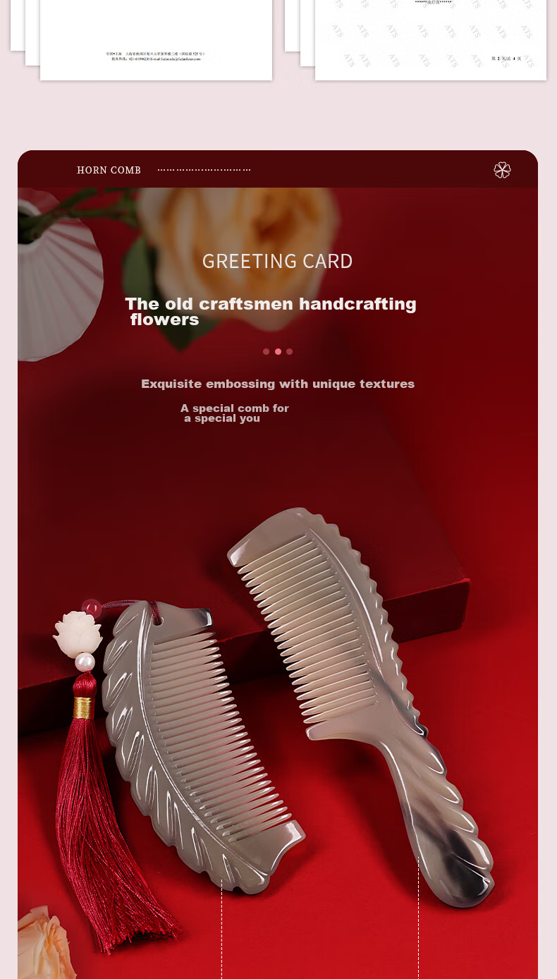 Chaojun Natural Authentic White Buffalo Horn Comb for Scalp Massage And Meridian Treatment, Mid-Autumn Festival Gift for Parents, Elders, Clients, High-End Practical Birthday Gift Box Set for Friends And Wife 5