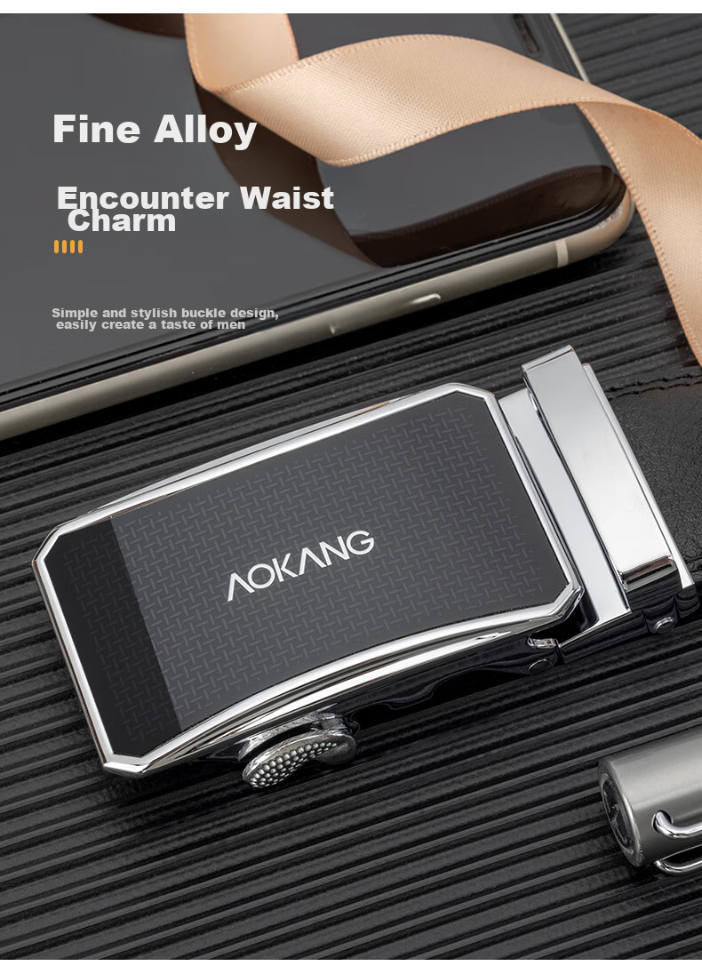 Aokang Men's Leather Belt with Automatic Buckle, Business Trouser Belt, Birthday Gift for Husband 5