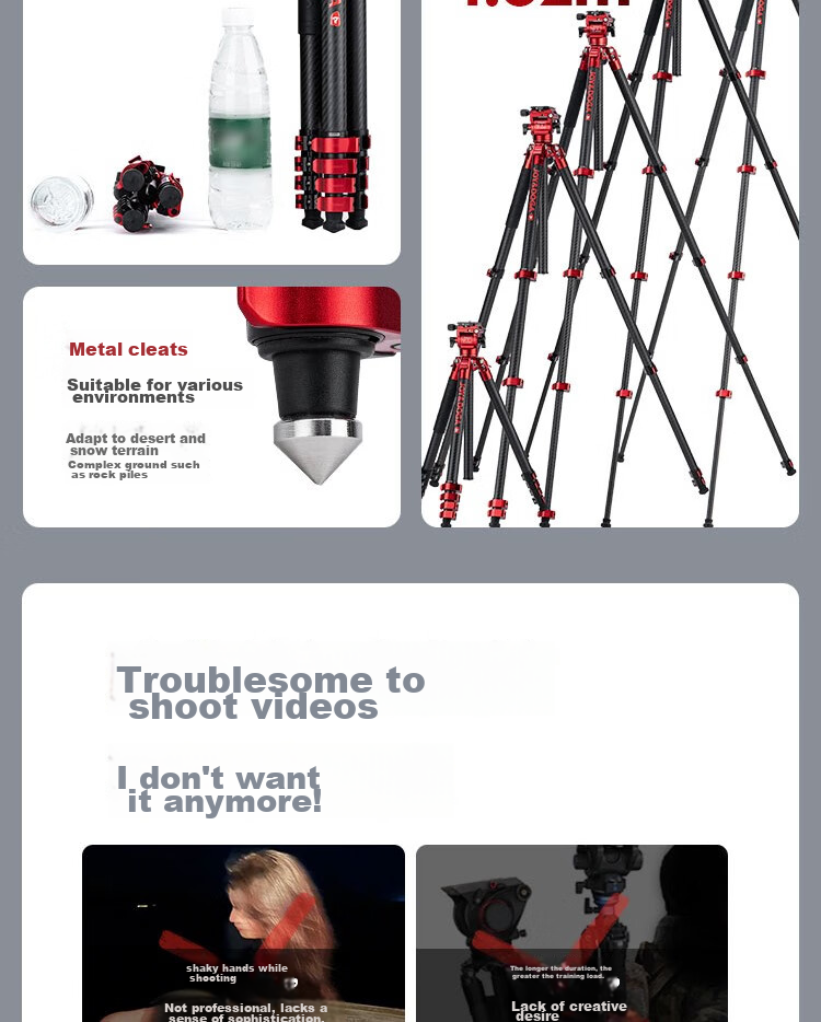 Fotopro X Joy Collaboration Edition, Flying One, Horizontal And Vertical Shooting Hydraulic Head, Carbon Fiber Camera Mirrorless Photography And Videography Tripod, Original Carbon Gray, Includes Phone Clamp 3