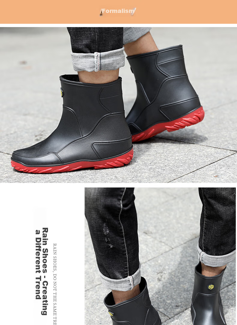 FOOTOPPO Rain Boots for Men, Mid-Calf Adult Waterproof Shoes, Mid-Top Water Boots, Fashionable Rubber Shoes for Women And Me 13