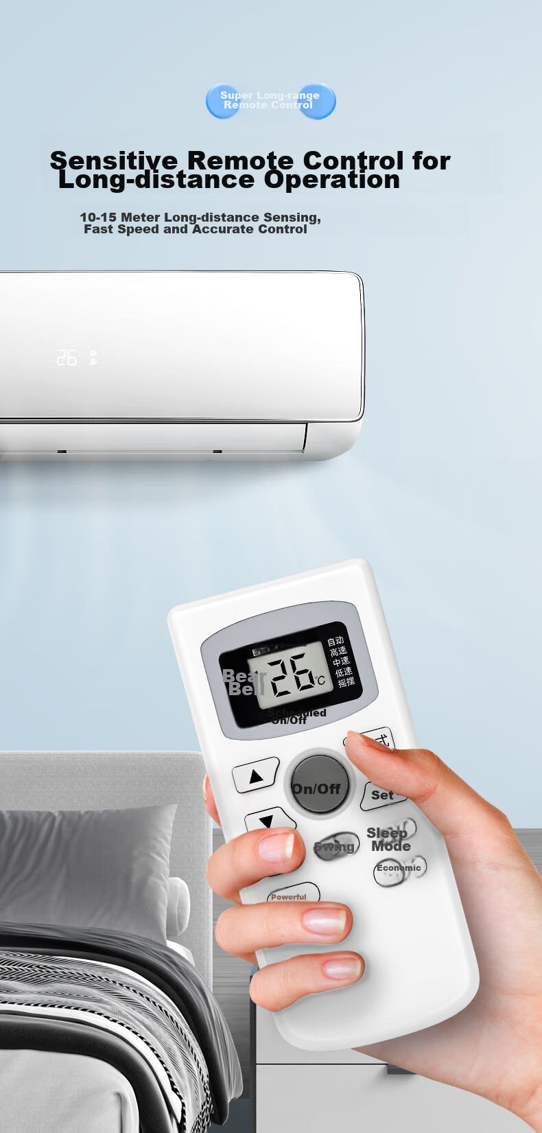 Yeebarle Universal Remote Control for TCL Air Conditioners, Compatible with Wall-Mounted Units, Ceiling-Mounted Units, Multi-Unit Systems, Window Units, Cooling And Heating Central Air Conditioning, Model 5425 5