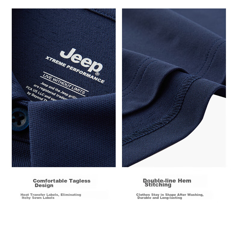 Jeep Quick-Dry Polo Shirt for Men, UPF40+ Sun Protection Short-Sleeve T-Shirt, Men's Outdoor Collared Quick-Dry Shirt, 9905 Navy Blue, 4XL 38