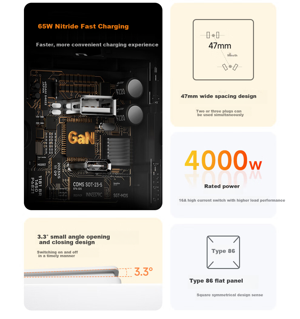 NVCleishidiangong Switch Socket, Category 6 Computer Socket, 86-Type Concealed Network Panel, N25 Cream White 4