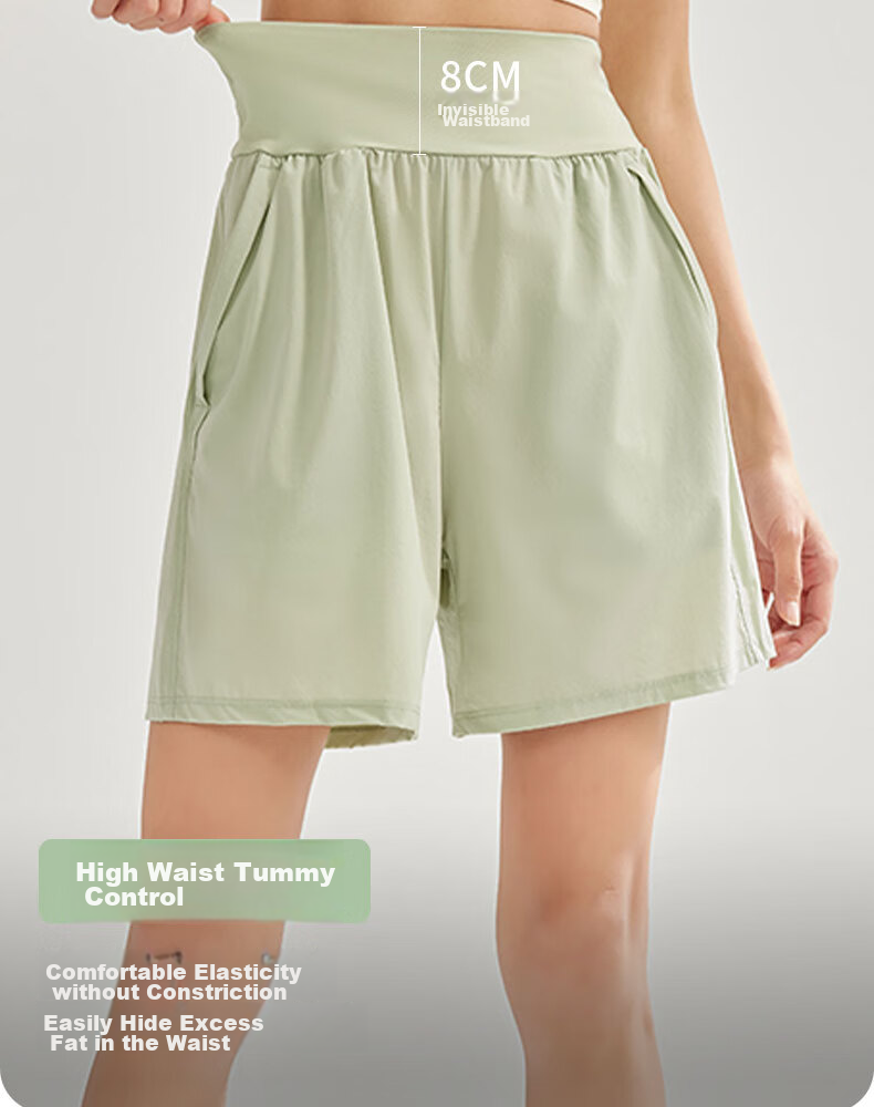 XUEXIMAN Yoga Shorts for Women, High-Waisted Tummy Control Five-Point Pants, Loose Breathable Quick-Dry Running Fitness Pilates Spring Summer 6