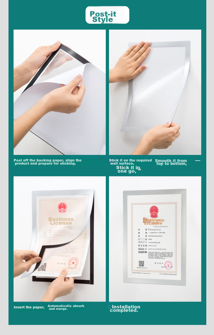 Polar Bear A4 Magnetic Display Sticker, Business License Copy Protective Sleeve Document Frame, Bulletin Board Notice Sticker, Office Supplies Magnetic Sticker, Gold, 1 Piece, 9112G1 18
