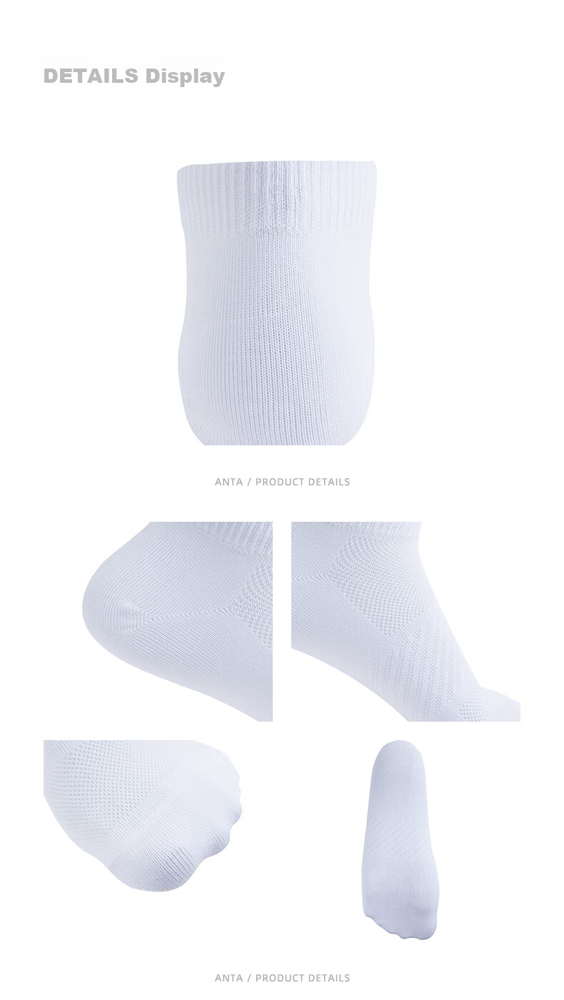 Anta Socks [3 Pairs] Sports Short Socks Comfortable Antibacterial Sweat-Absorbing Breathable Running Basketball Socks Unisex 30