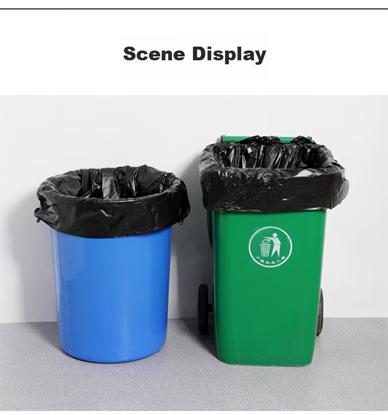 Mandelai Thickened Garbage Bags, Flat Top, 60*80cm, Double-Sided 3 Mil Thickness, 50 Count, Medium to Large Size Plastic Bags for Trash Can, Black 11