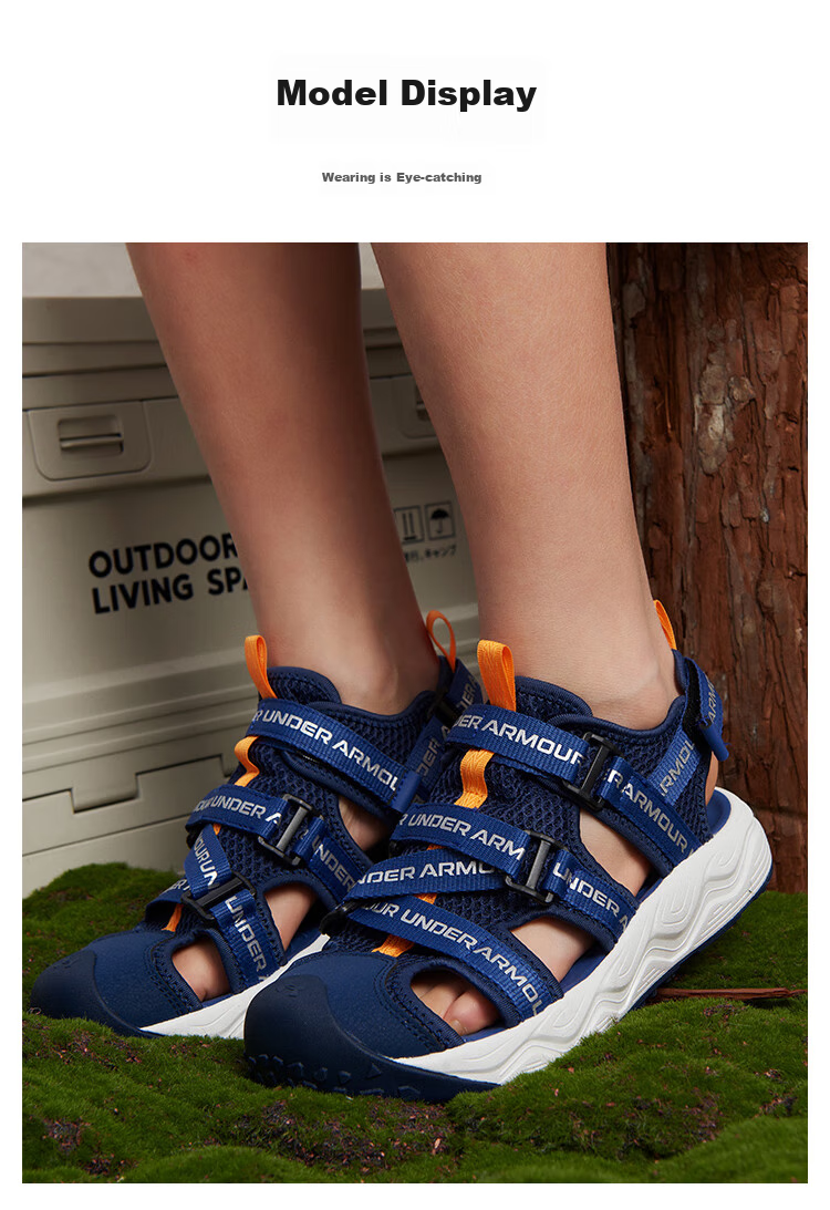 Under Armour Children's Sandals for Spring And Summer, Boys And Girls, Big Kids, Soft Sole, Non-Slip, Sports Outdoor, Stream Trekking, Wet And Dry Dual-Use Closed-Toe Sandals 5