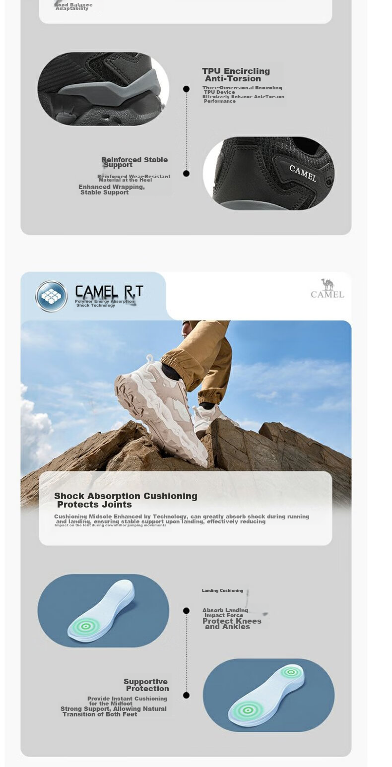 CAMEL Outdoor Hiking Shoes, Comfortable, Durable, Non-Slip, Water-Resistant, Couple's Style, Mountaineering Shoes, F13A693016 2