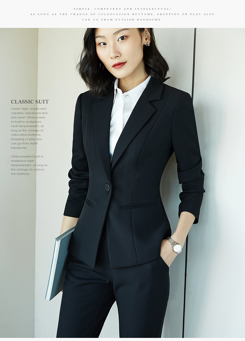 Quehou Spring And Autumn 2022 Fashion Casual Blazer Women's Professional Work Uniform Interview Formal Suit Jacket, Black, Size S 20